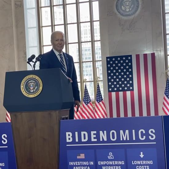 President Biden speaks from the podium