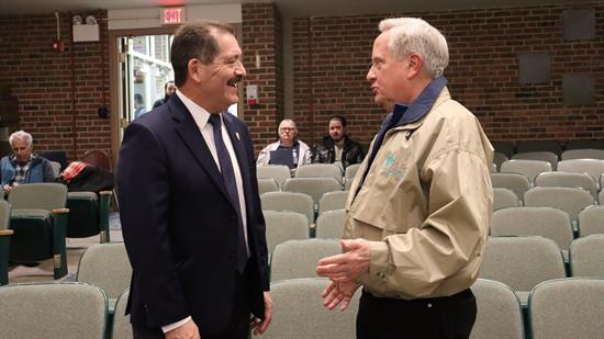 Congressman speaks with town hall attendee